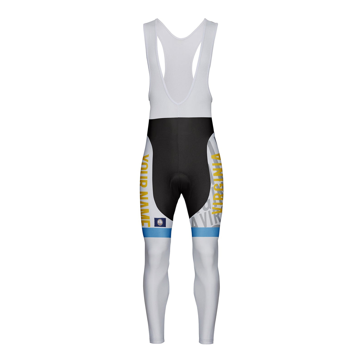 Customized Virginia Unisex Thermal Fleece Cycling Bib Tights Long Pants