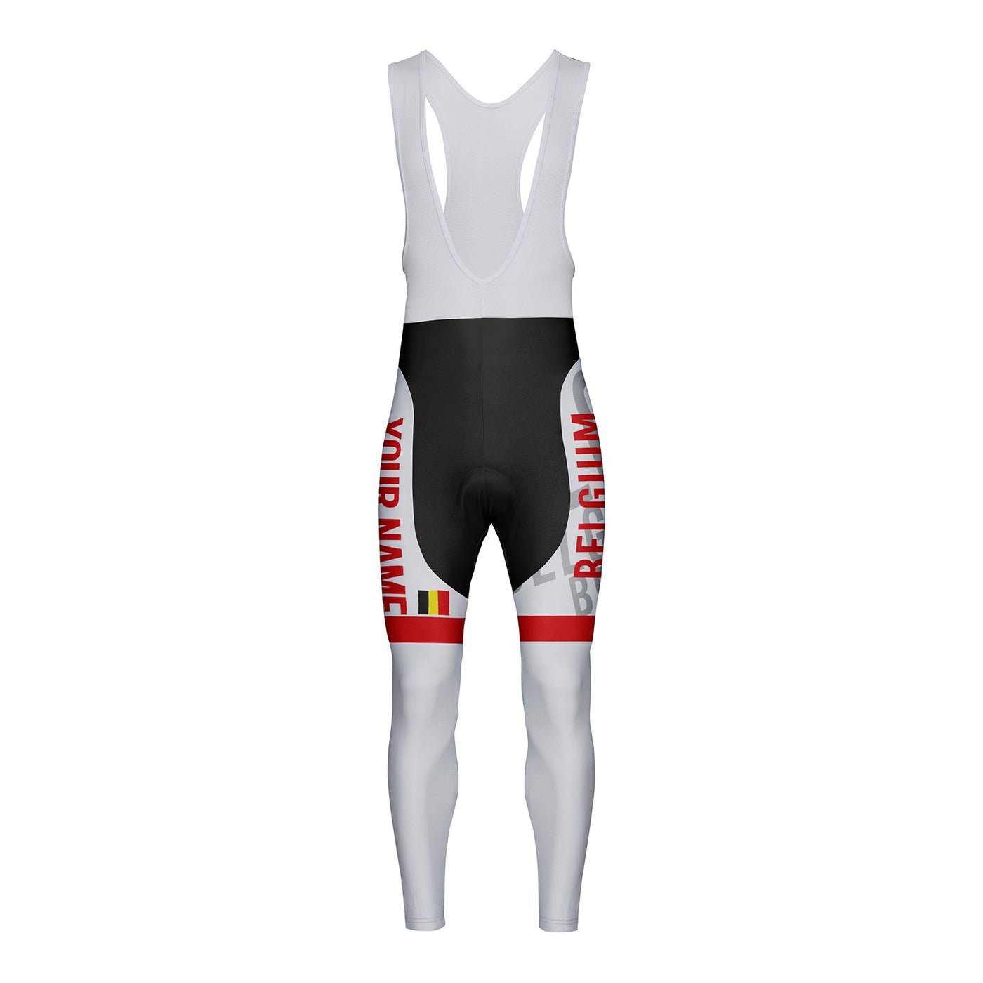 Customized Belgium Unisex Thermal Fleece Cycling Bib Tights Long Pants