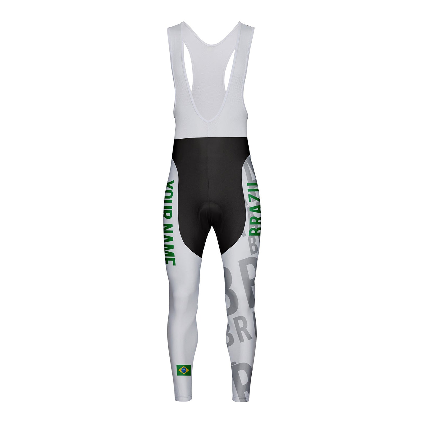 Customized Brazil Unisex Thermal Fleece Cycling Bib Tights Long Pants