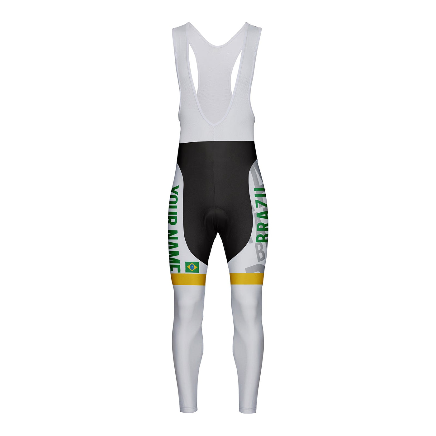 Customized Brazil Unisex Thermal Fleece Cycling Bib Tights Long Pants