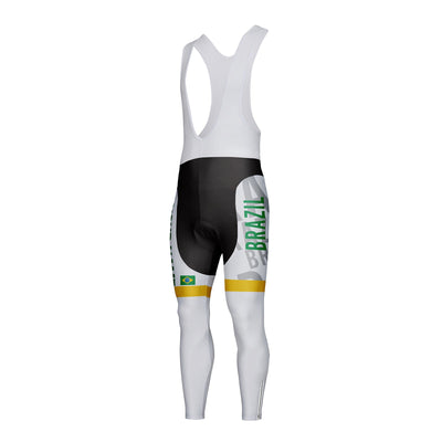 Customized Brazil Unisex Thermal Fleece Cycling Bib Tights Long Pants