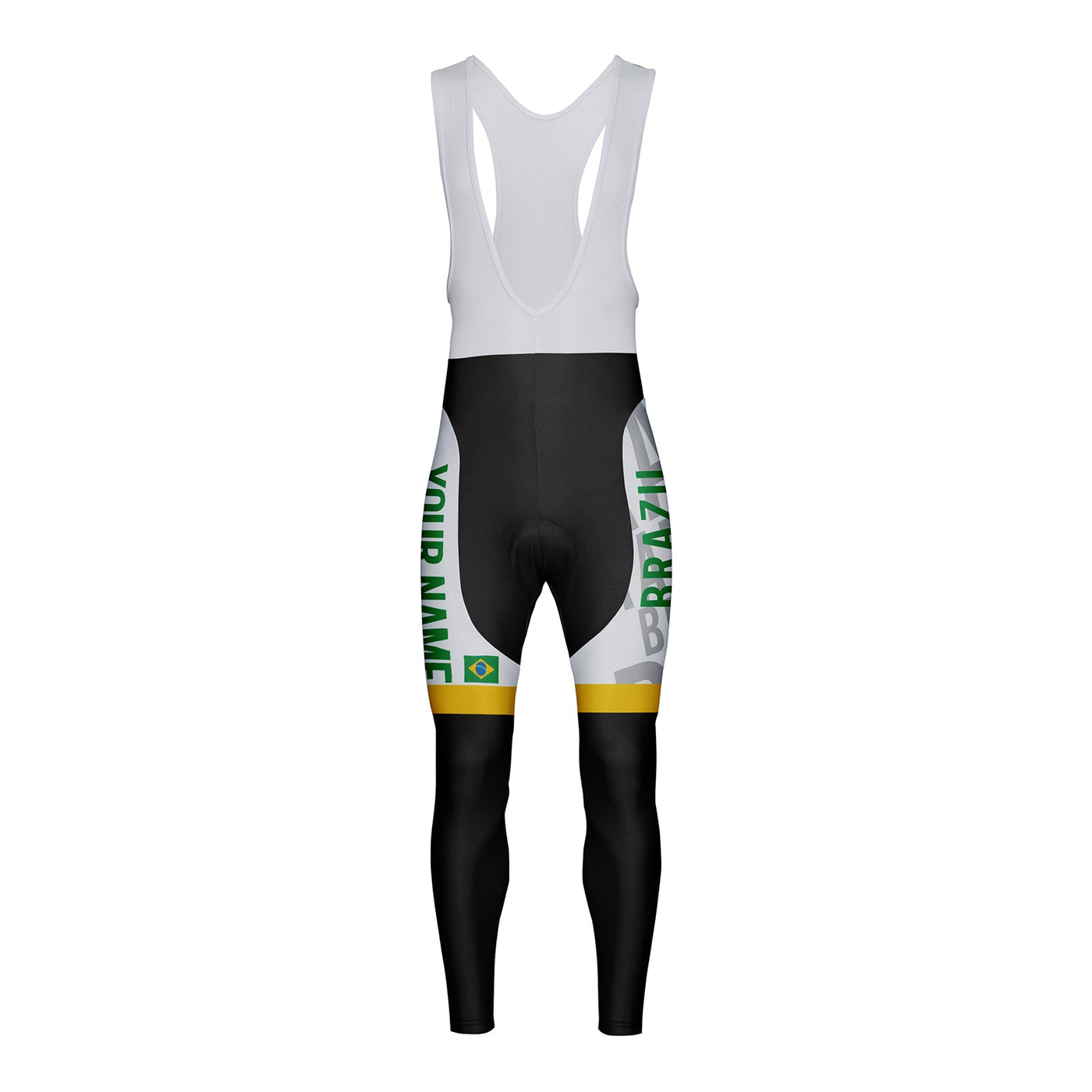 Customized Brazil Unisex Thermal Fleece Cycling Bib Tights Long Pants