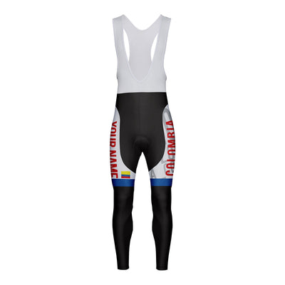 Customized Colombia Unisex Thermal Fleece Cycling Bib Tights Long Pants