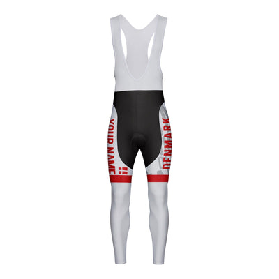 Customized Denmark Unisex Thermal Fleece Cycling Bib Tights Long Pants