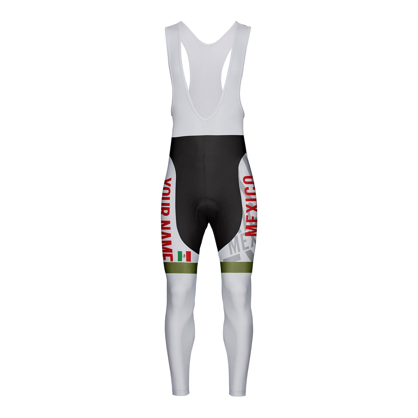 Customized Mexico Unisex Thermal Fleece Cycling Bib Tights Long Pants