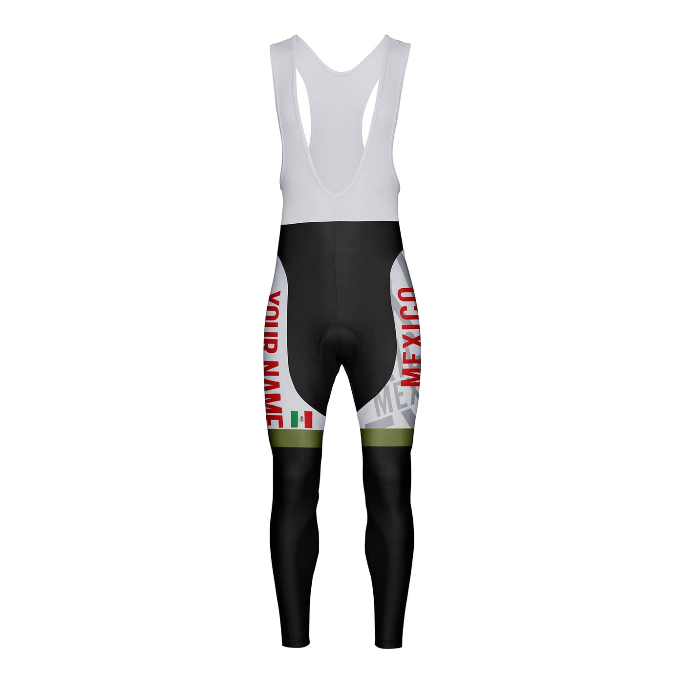 Customized Mexico Unisex Thermal Fleece Cycling Bib Tights Long Pants