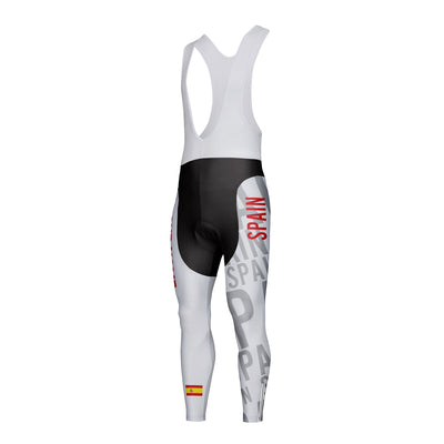 Customized Spain Unisex Thermal Fleece Cycling Bib Tights Long Pants