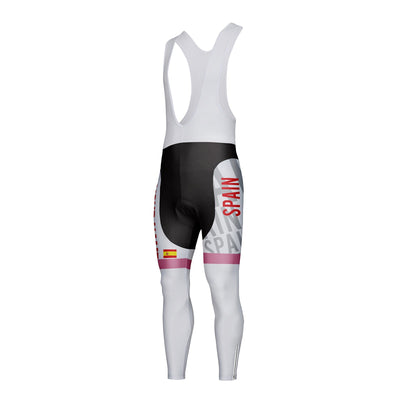 Customized Spain Unisex Thermal Fleece Cycling Bib Tights Long Pants