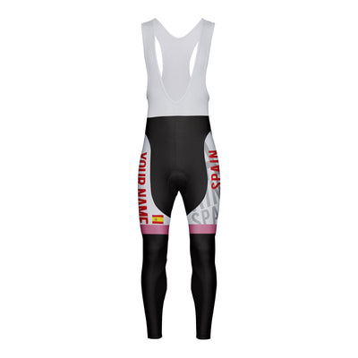 Customized Spain Unisex Thermal Fleece Cycling Bib Tights Long Pants