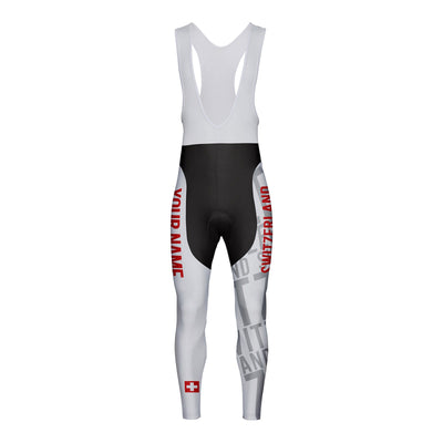 Customized Switzerland Unisex Thermal Fleece Cycling Bib Tights Long Pants