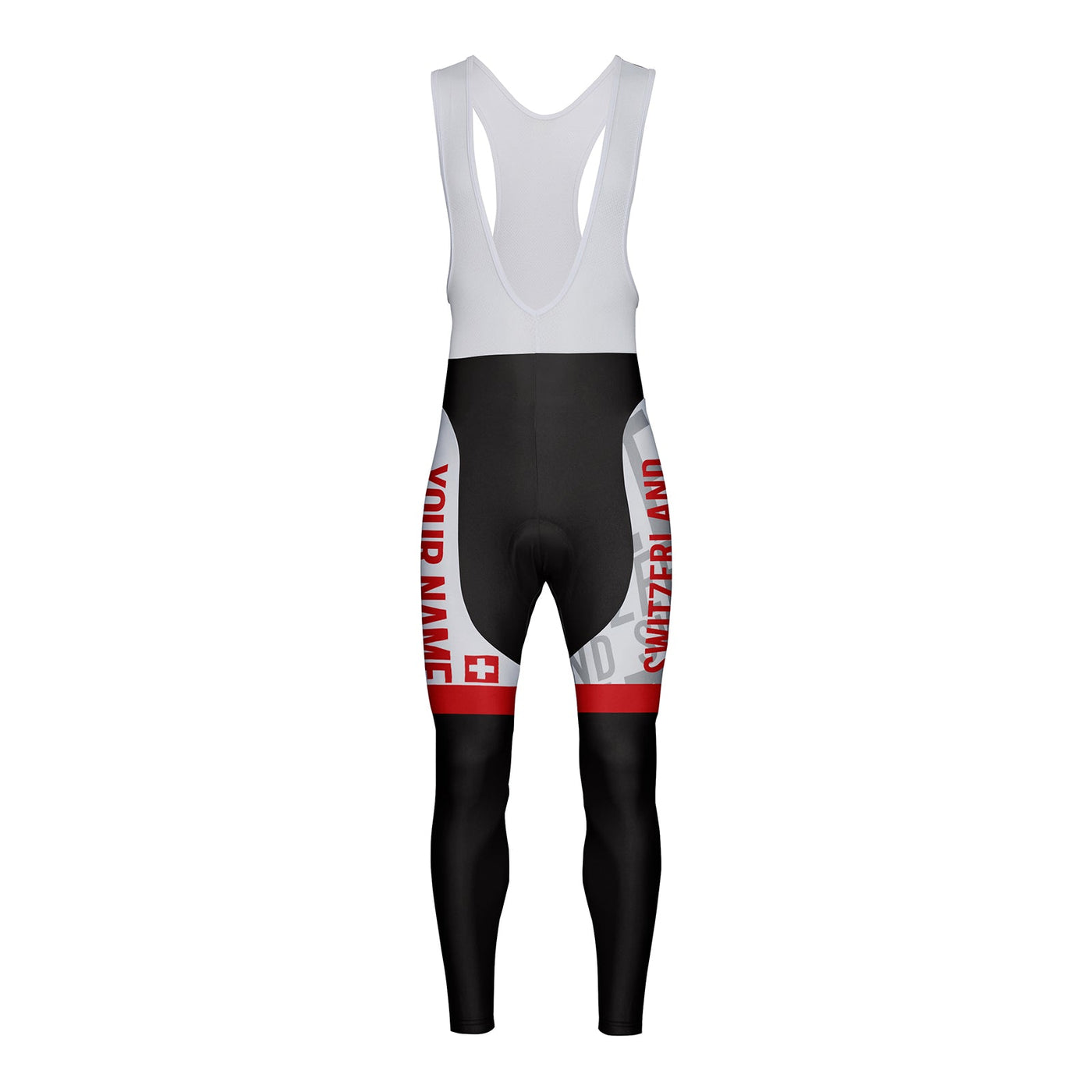 Customized Switzerland Unisex Thermal Fleece Cycling Bib Tights Long Pants