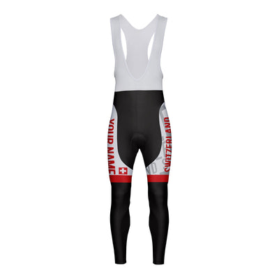 Customized Switzerland Unisex Thermal Fleece Cycling Bib Tights Long Pants