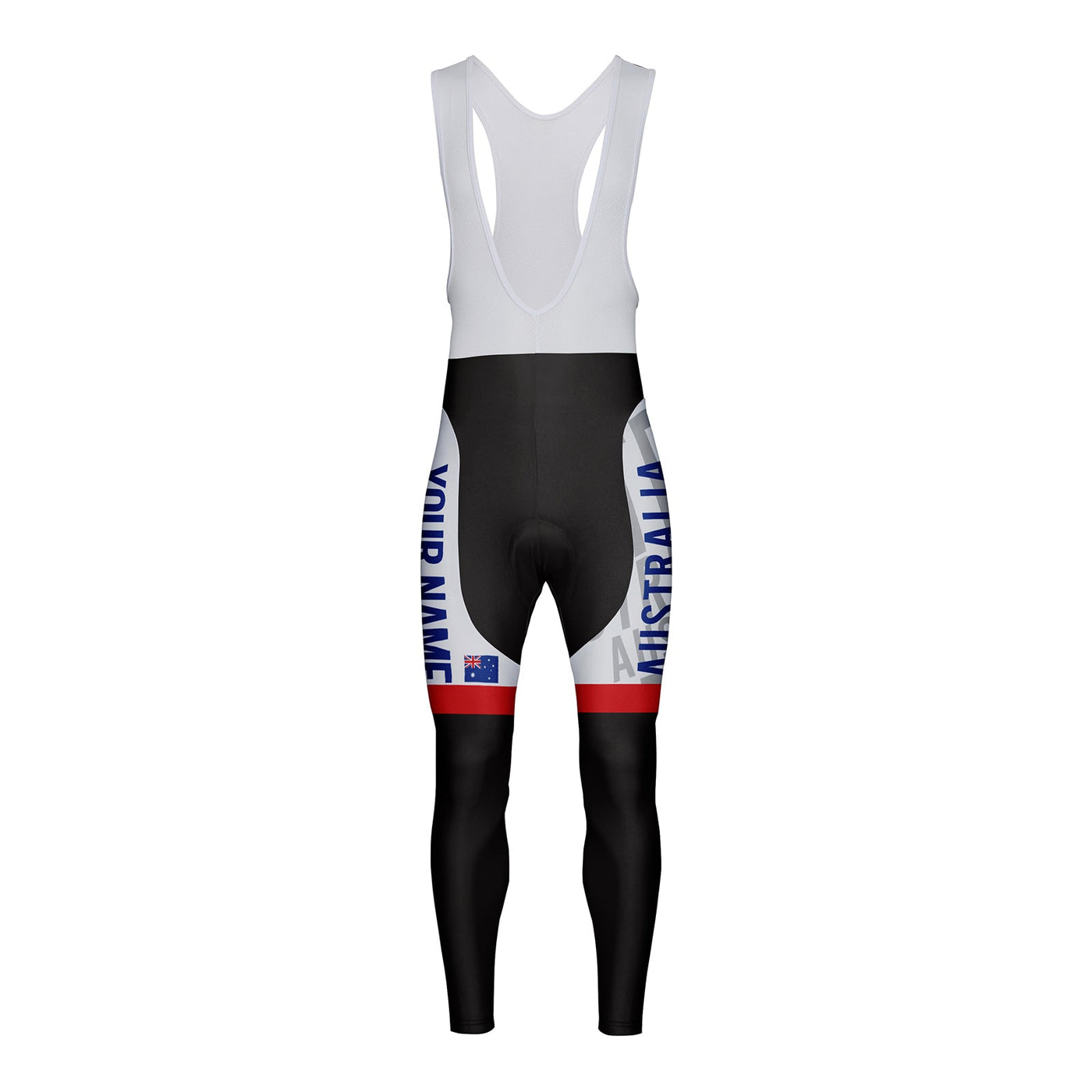 Customized Australia Unisex Thermal Fleece Cycling Bib Tights Long Pants