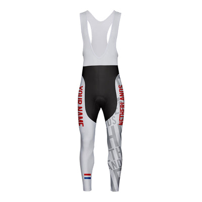 Customized Netherlands Unisex Thermal Fleece Cycling Bib Tights Long Pants