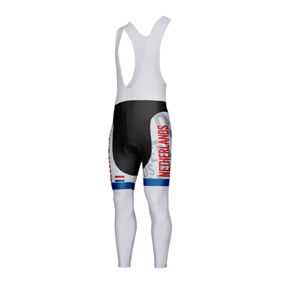 Customized Netherlands Unisex Thermal Fleece Cycling Bib Tights Long Pants