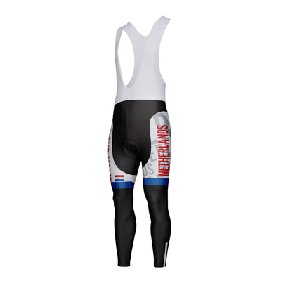 Customized Netherlands Unisex Thermal Fleece Cycling Bib Tights Long Pants