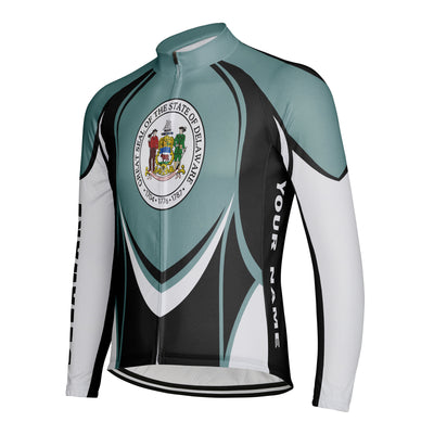 Customized Delaware Winter Thermal Fleece Men's Cycling Jersey Long Sleeve