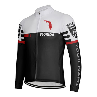 Customized Florida Winter Thermal Fleece Men's Cycling Jersey Long Sleeve