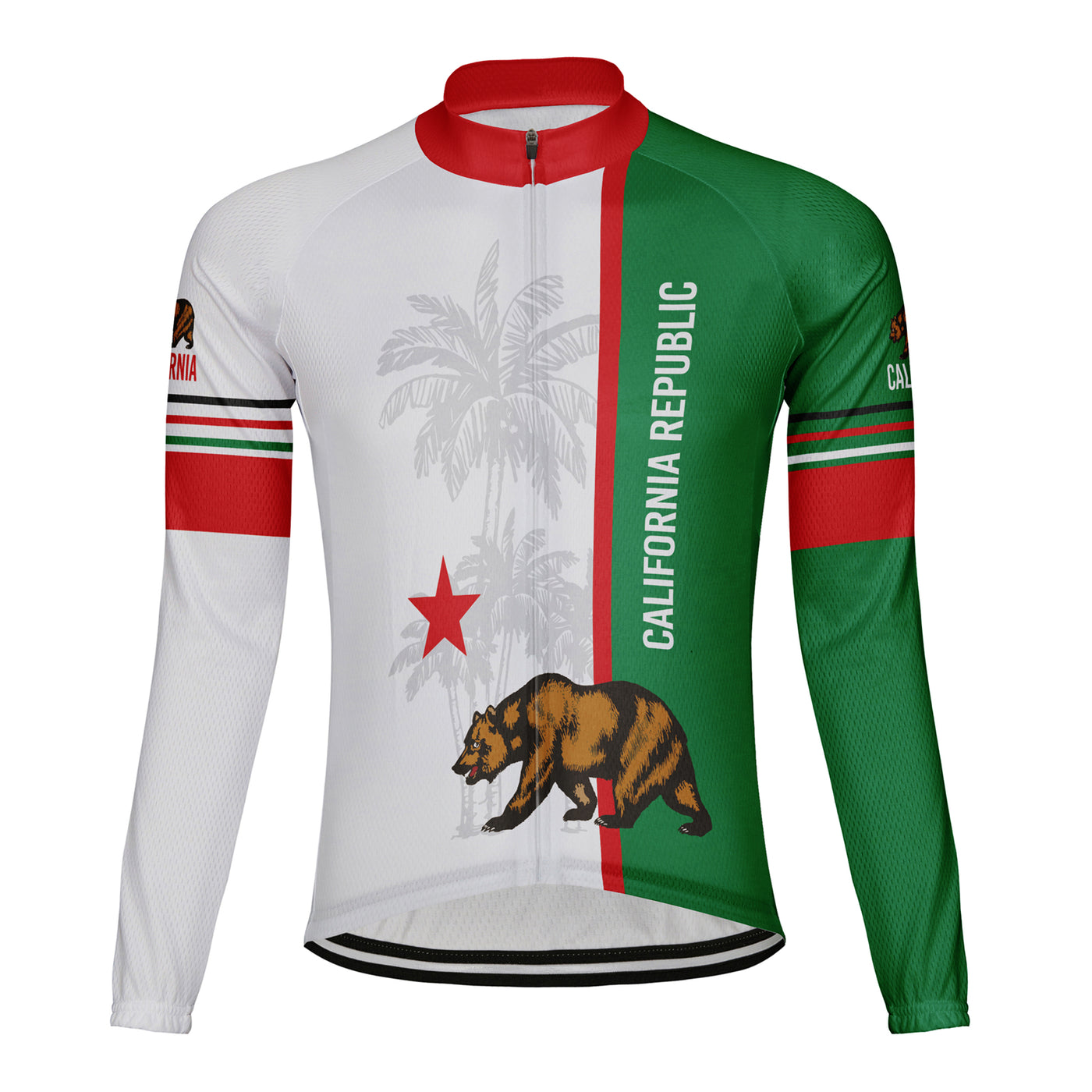 Customized California Winter Thermal Fleece Men's Cycling Jersey Long Sleeve