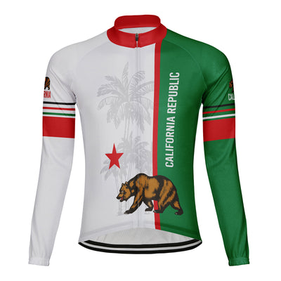 Customized California Winter Thermal Fleece Men's Cycling Jersey Long Sleeve