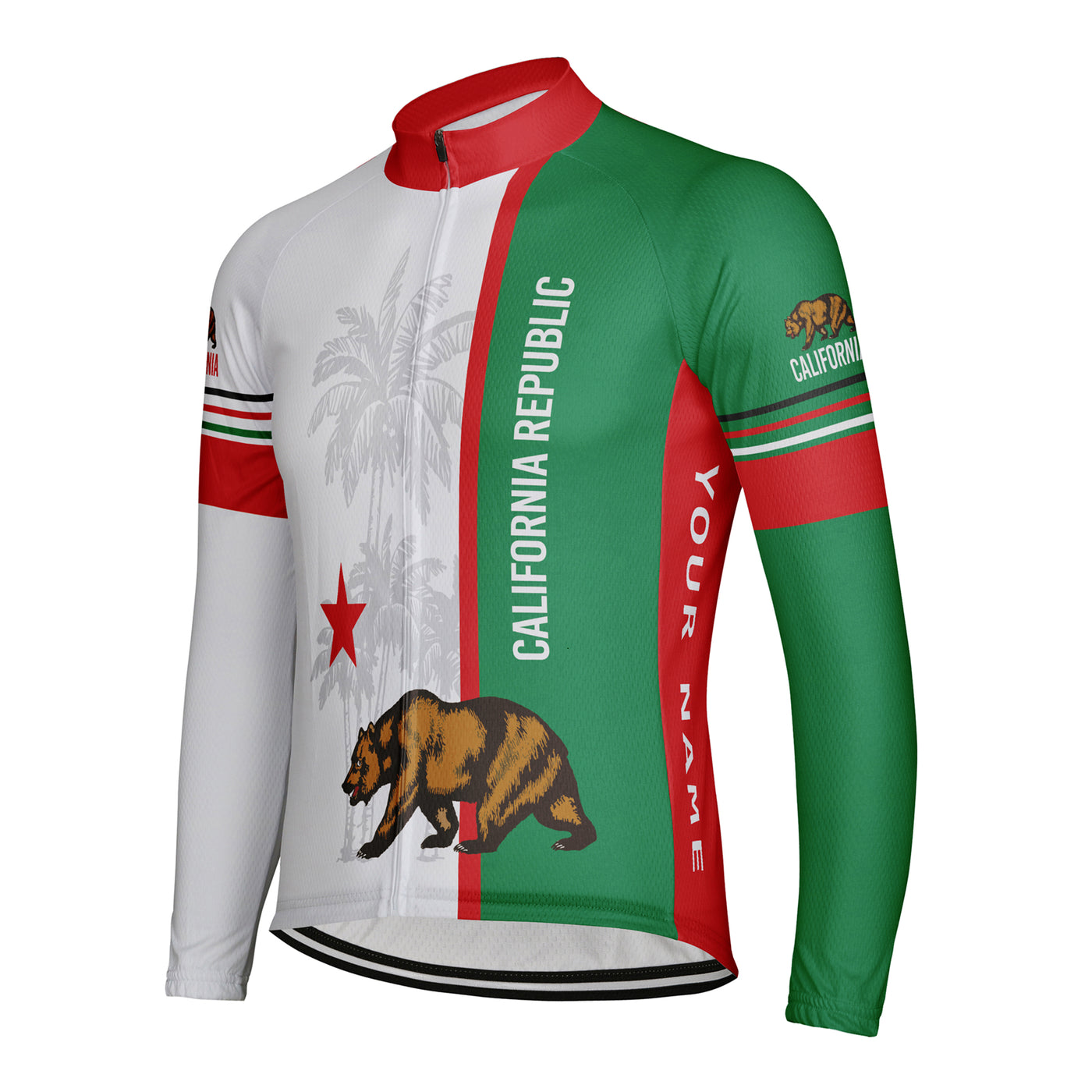 Customized California Winter Thermal Fleece Men's Cycling Jersey Long Sleeve