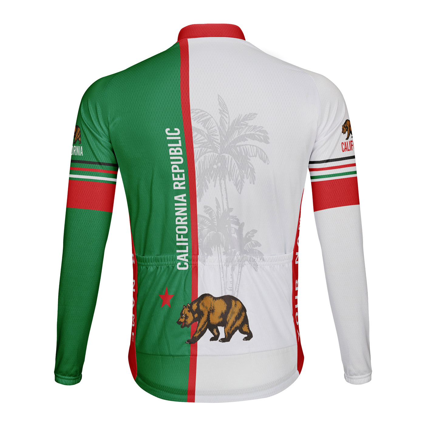 Customized California Winter Thermal Fleece Men's Cycling Jersey Long Sleeve