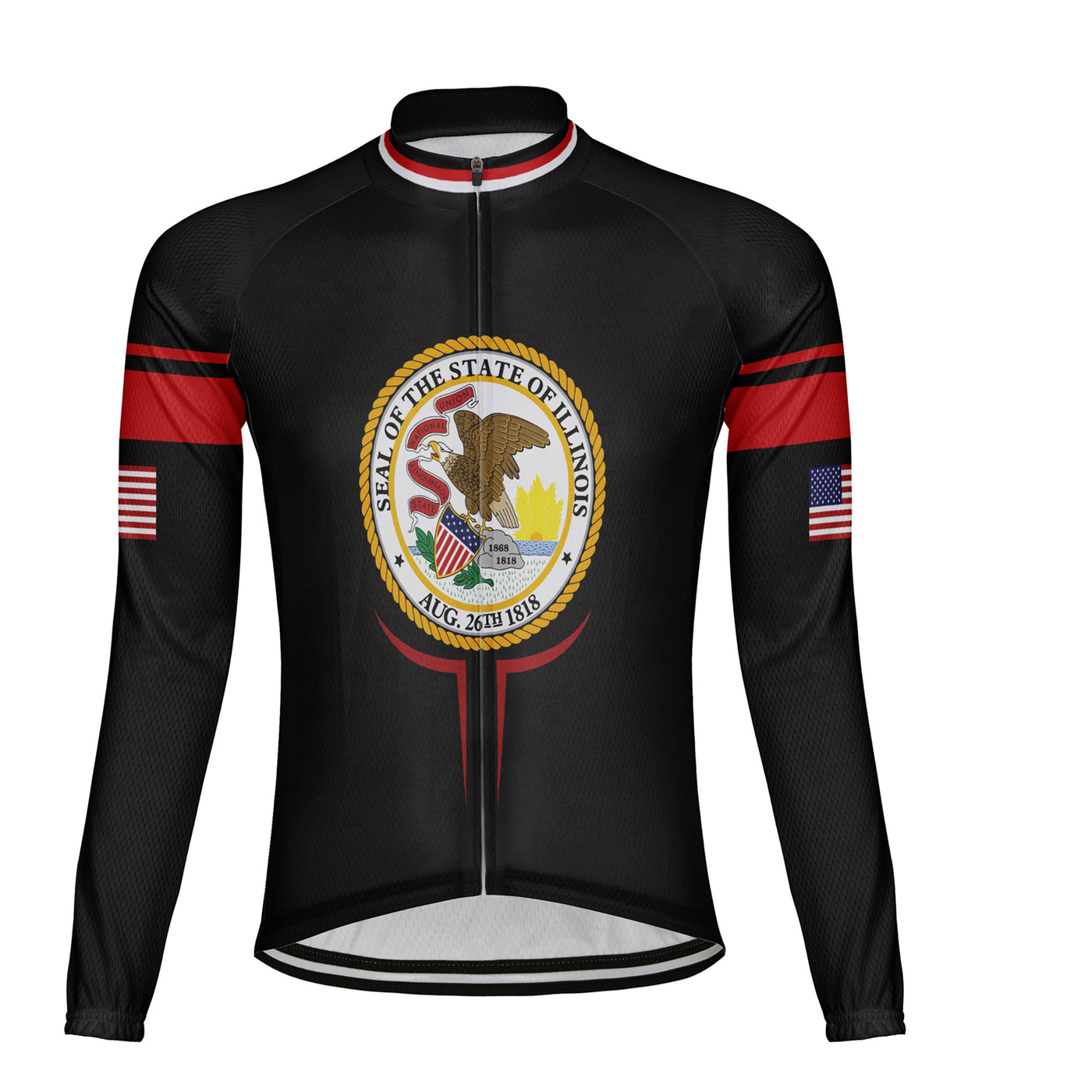 Custom Illinois Winter Thermal Fleece Men's Cycling Jersey Long Sleeve