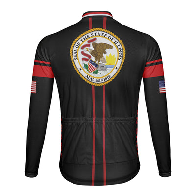 Custom Illinois Winter Thermal Fleece Men's Cycling Jersey Long Sleeve