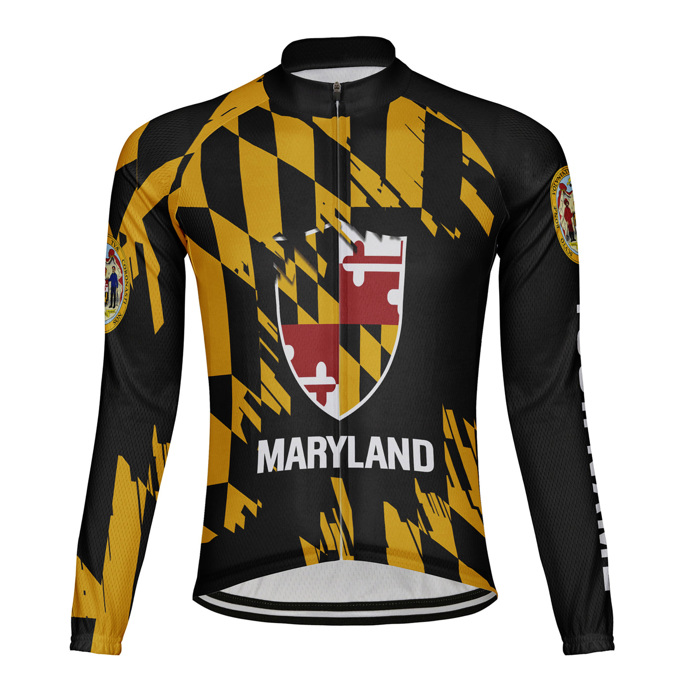 Personalize Maryland Winter Thermal Fleece Men's Cycling Jersey Long Sleeve