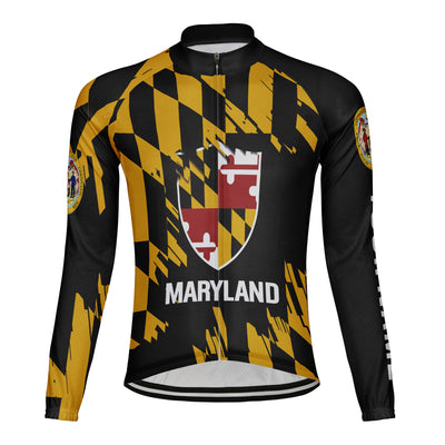 Personalize Maryland Winter Thermal Fleece Men's Cycling Jersey Long Sleeve