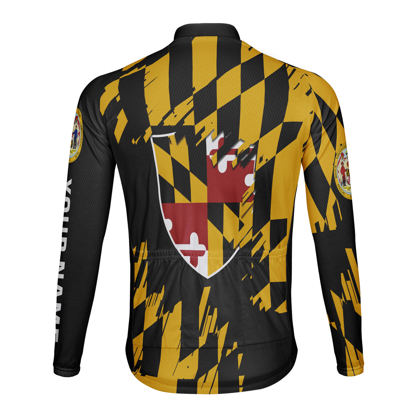 Personalize Maryland Winter Thermal Fleece Men's Cycling Jersey Long Sleeve
