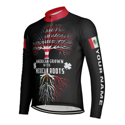 Custom Mexico Men's Winter Thermal Fleece Cycling Jersey Long Sleeve