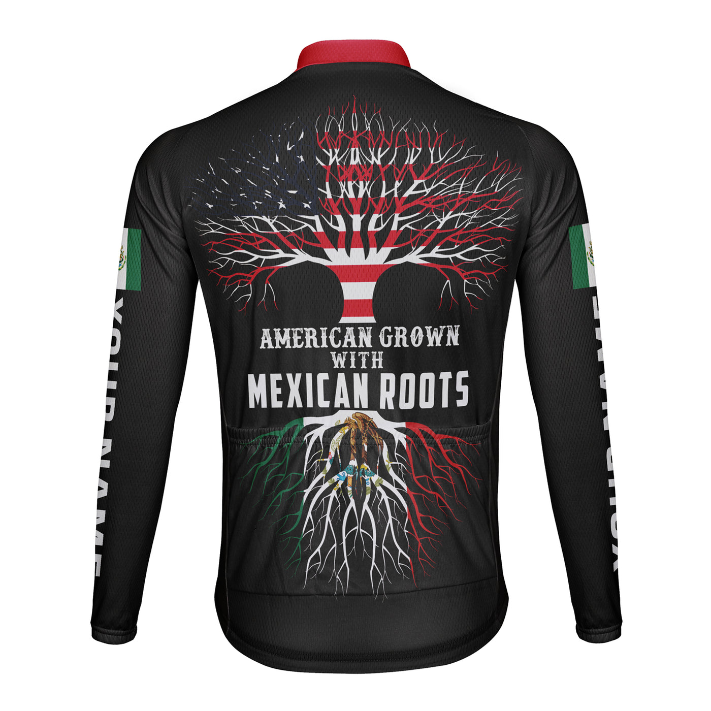 Custom Mexico Men's Winter Thermal Fleece Cycling Jersey Long Sleeve